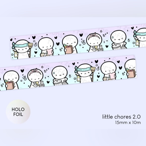 🆕 TheCoffeeMonsterzCo Little Chores 2.0 Washi Tape - 15mm - Picture 1 of 1